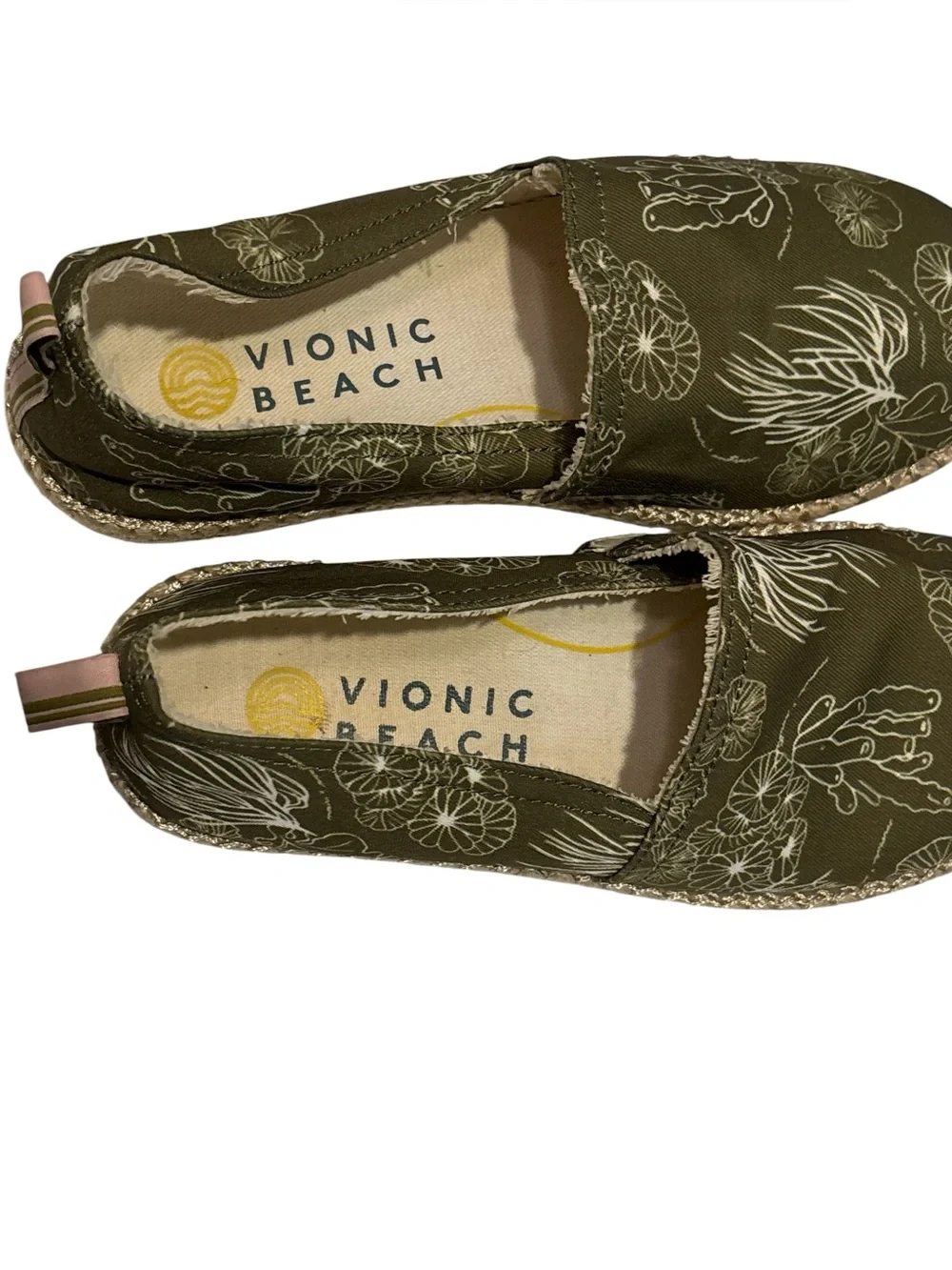 Vionic Beach Laguna Espadrille Slip on Loafers in Seaweed Coral Print 5